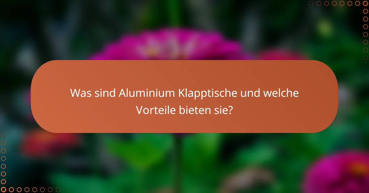 Was sind Aluminium Klapptische und welche Vorteile bieten sie?