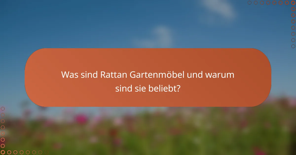 Was sind Rattan Gartenmöbel und warum sind sie beliebt?