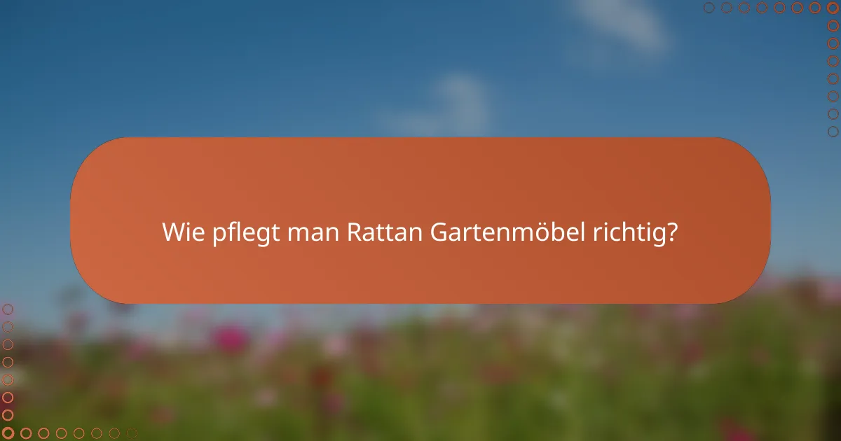 Wie pflegt man Rattan Gartenmöbel richtig?